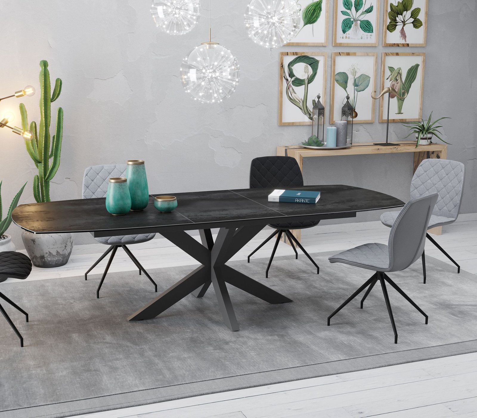 Akante valgomojo stalas su praplėtimu PHOENIX_Bjarnum baldai